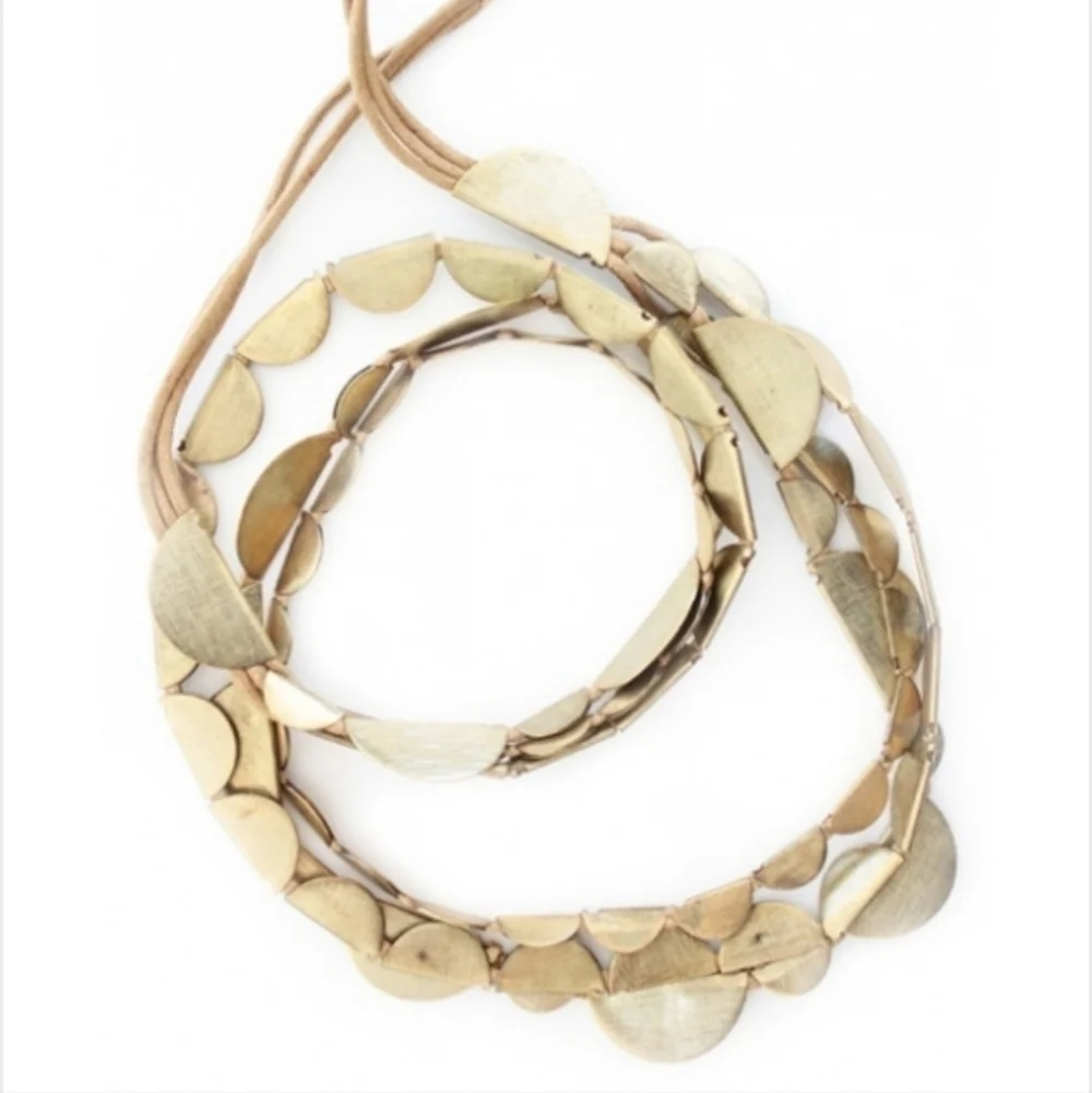 Roost Crescent Half Moon Necklace in Silver and Brass